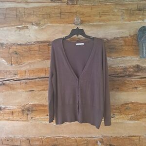 3/$12 Merona Brown V Neck Rayon & Nylon Cardigan Size 2X
